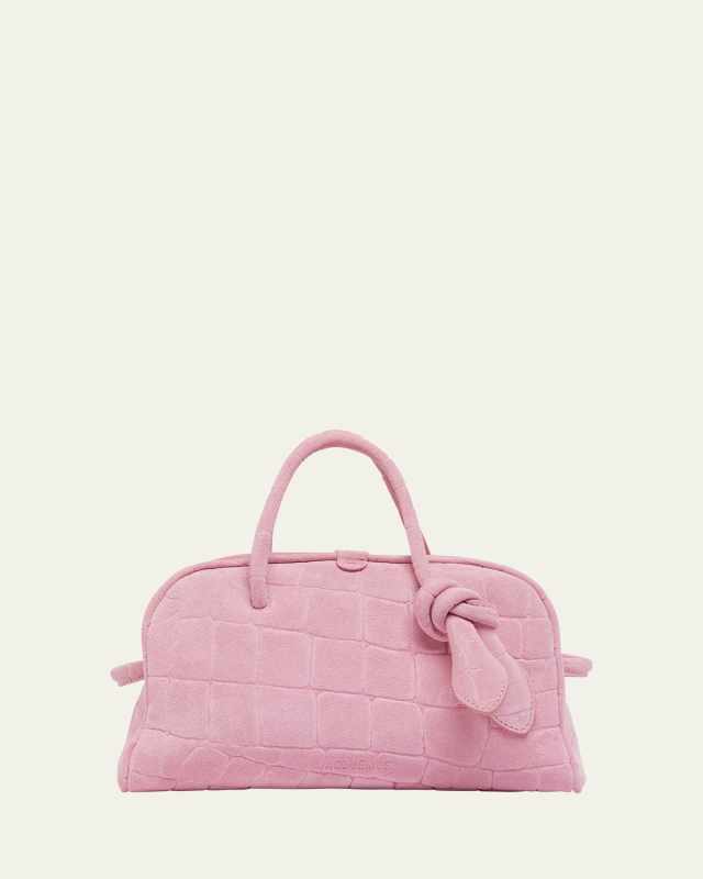 Le Petit Turismo Croc-Embossed Suede Bowling Bag